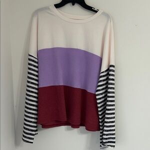 Striped Long Sleeve Top in Purple and Red